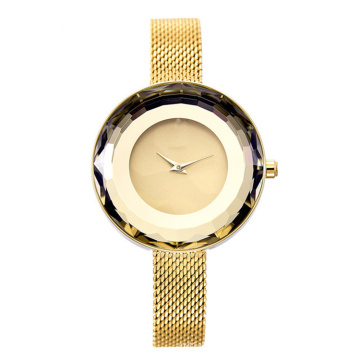 k0100 custom watch Fashion Luxury Ladies Watch Prism face Steel Mesh Quartz Women Watches Top Brand